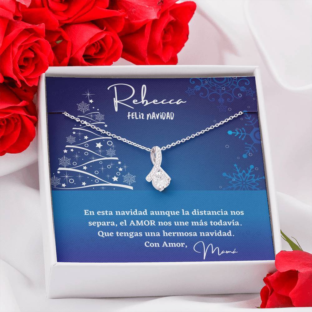 Collar para regalar en esta Navidad - Collar Lazo con Piedra. Collar con tarjeta personalizada. Jewelry ShineOn Fulfillment 