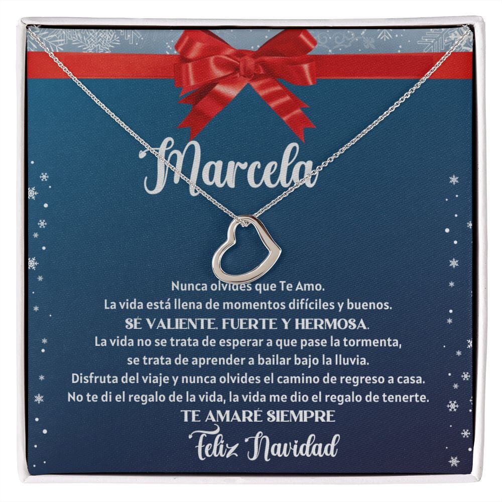 Collar para regalar esta navidad a tu hija - Collar Delicate Heart Jewelry Acabado en oro blanco de 14 k Caja Estándar de Regalo Incluida 