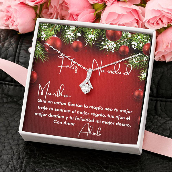 Collar para regalar esta Navidad a tu nuera, hija, suegra - Collar Lazo con piedra con tarjeta navideña Jewelry ShineOn Fulfillment 