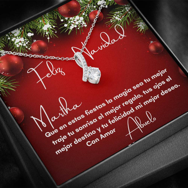 Collar para regalar esta Navidad a tu nuera, hija, suegra - Collar Lazo con piedra con tarjeta navideña Jewelry ShineOn Fulfillment Caja Estándar de regalo 