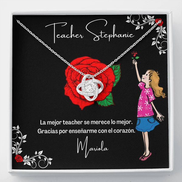 Collar para regalar Teacher - profesora - maestra. - Collar Nudo de Amor para esa maestra especial. Jewelry ShineOn Fulfillment 