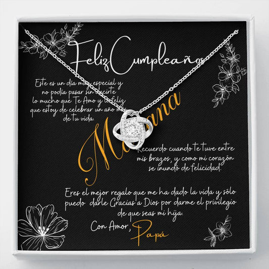 Collar para Regalo Cumpleaños para Hija, Collar Nudo Amor - Personalizable Jewelry/LoveKnot 14K White Gold Finish 