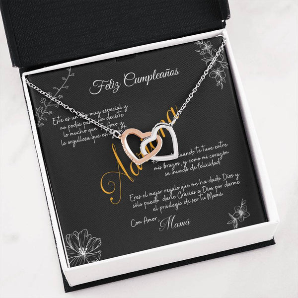 Collar para regalo cumpleaños para hija de mamá - Dos corazones con Circonia cúbica Jewelry ShineOn Fulfillment Interlocking Heart Necklace 