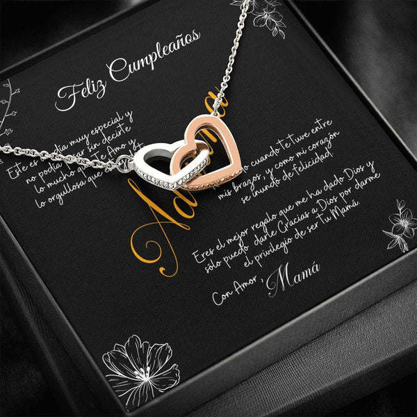 Collar para regalo cumpleaños para hija de mamá - Dos corazones con Circonia cúbica Jewelry ShineOn Fulfillment 