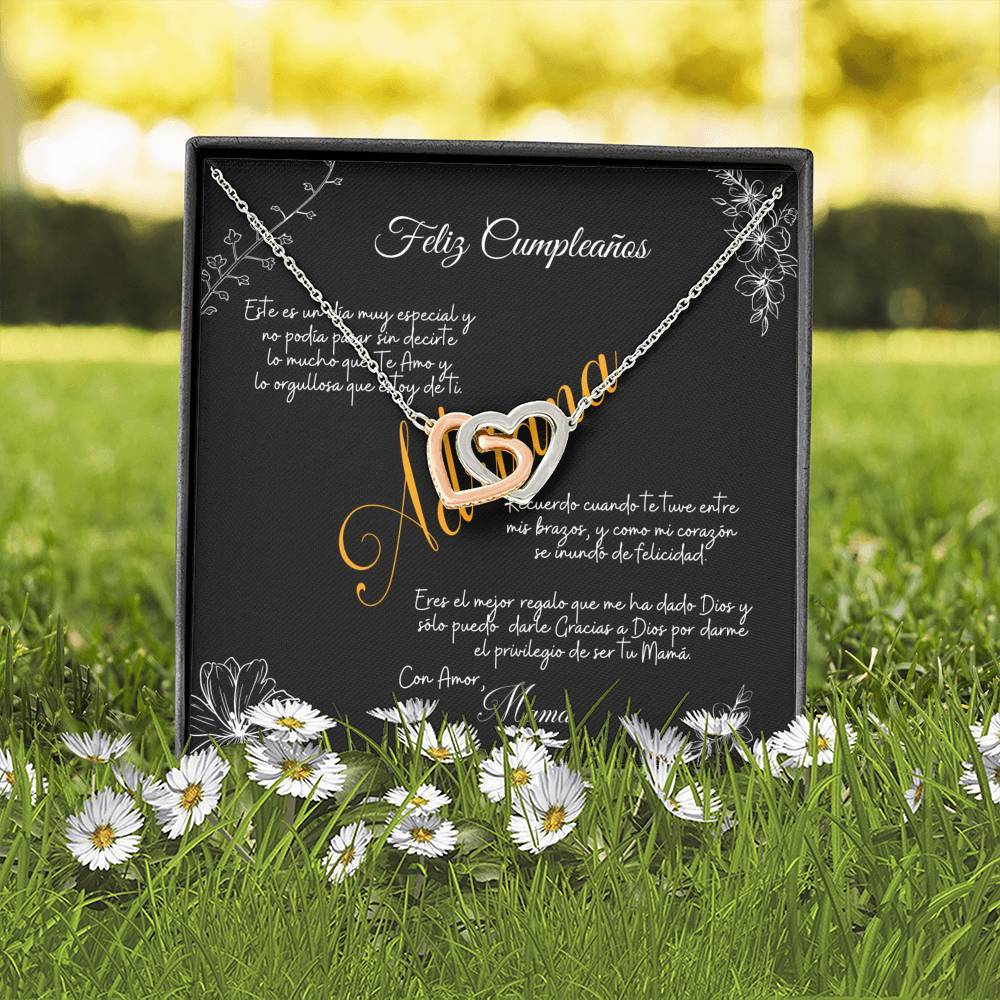 Collar para regalo cumpleaños para hija de mamá - Dos corazones con Circonia cúbica Jewelry 