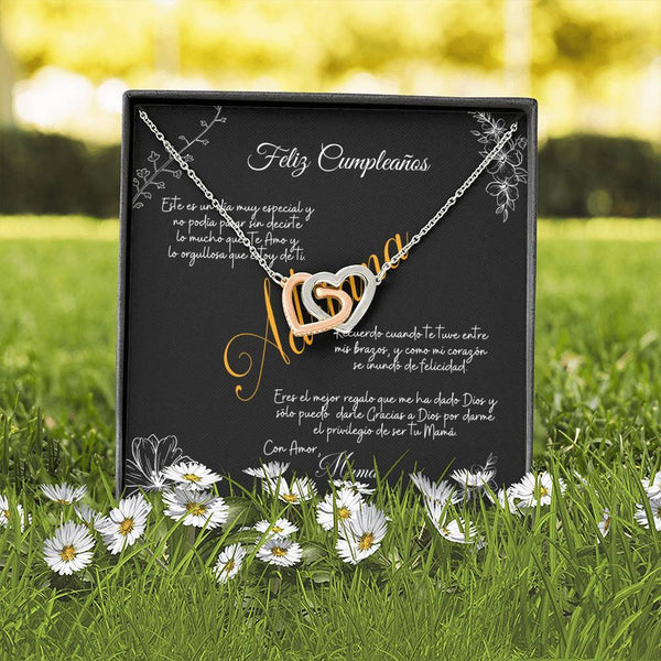 Collar para regalo cumpleaños para hija de mamá - Dos corazones con Circonia cúbica Jewelry 