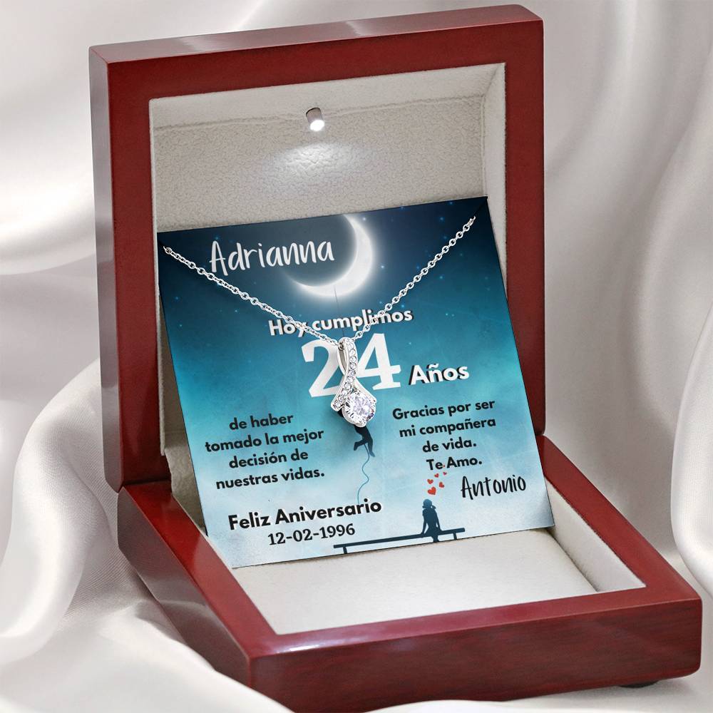 Collar para Regalo de Aniversario de Bodas - Collar Lazo con piedra - personaliza la tarjeta con los años y la fecha de la boda. Jewelry ShineOn Fulfillment 