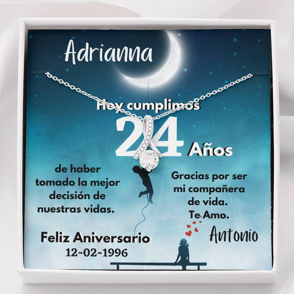 Collar para Regalo de Aniversario de Bodas - Collar Lazo con piedra - personaliza la tarjeta con los años y la fecha de la boda. Jewelry Caja de Regalo Estándar 