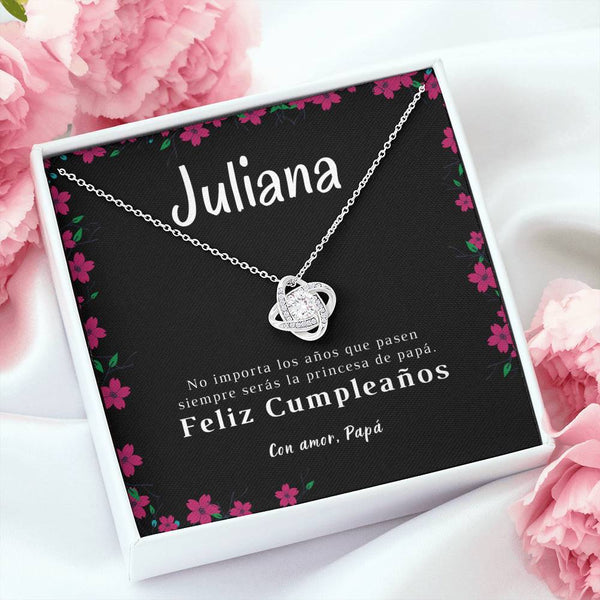 Collar para Regalo de cumpleaños para Hija, hijastra, nieta. Collar Nudo Amor. Personalizada. Jewelry/LoveKnot 