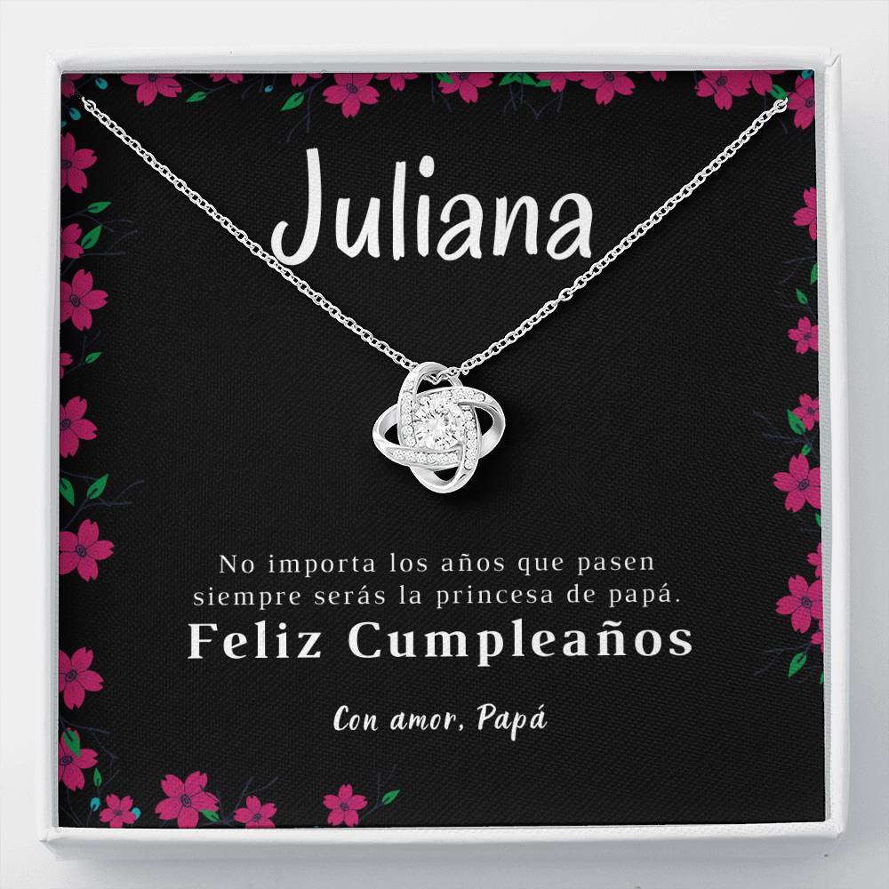 Collar para Regalo de cumpleaños para Hija, hijastra, nieta. Collar Nudo Amor. Personalizada. Jewelry/LoveKnot 14K White Gold Finish 