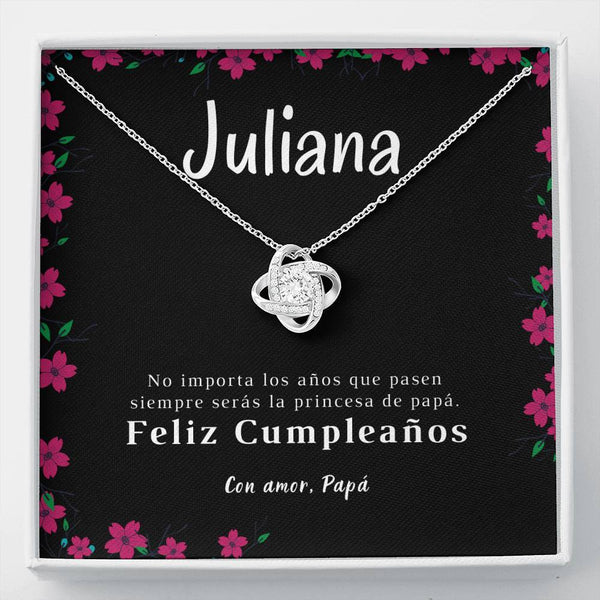 Collar para Regalo de cumpleaños para Hija, hijastra, nieta. Collar Nudo Amor. Personalizada. Jewelry/LoveKnot 14K White Gold Finish 