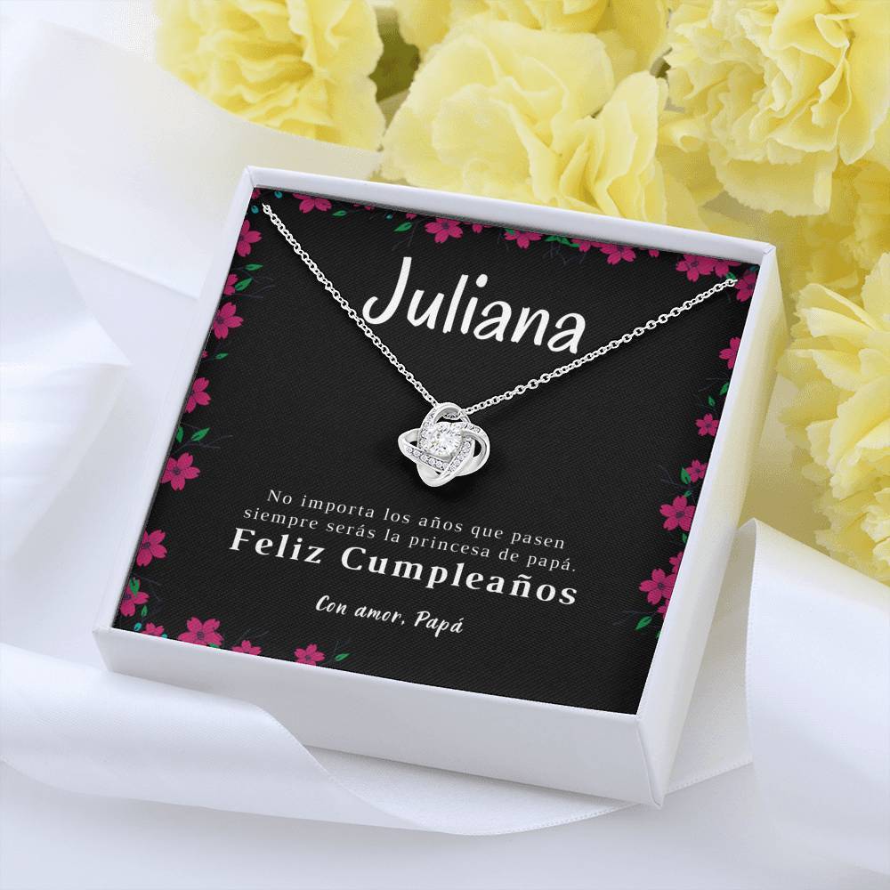 Collar para Regalo de cumpleaños para Hija, hijastra, nieta. Collar Nudo Amor. Personalizada. Jewelry/LoveKnot 