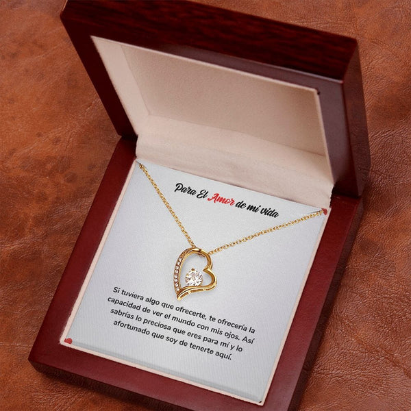 Collar para Siempre - Regalo de Amor para el Amor de mi Vida Jewelry ShineOn Fulfillment Acabado en Oro Amarillo de 18 quilates. Cajita de Lujo con Luz Led 