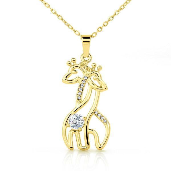 Collar para tu Hija, un regalo especial para que ella sienta cuanto la amas - collar jirafas en oro blanco y oro amarillo. Personaliza la tarjeta. Jewelry ShineOn Fulfillment 