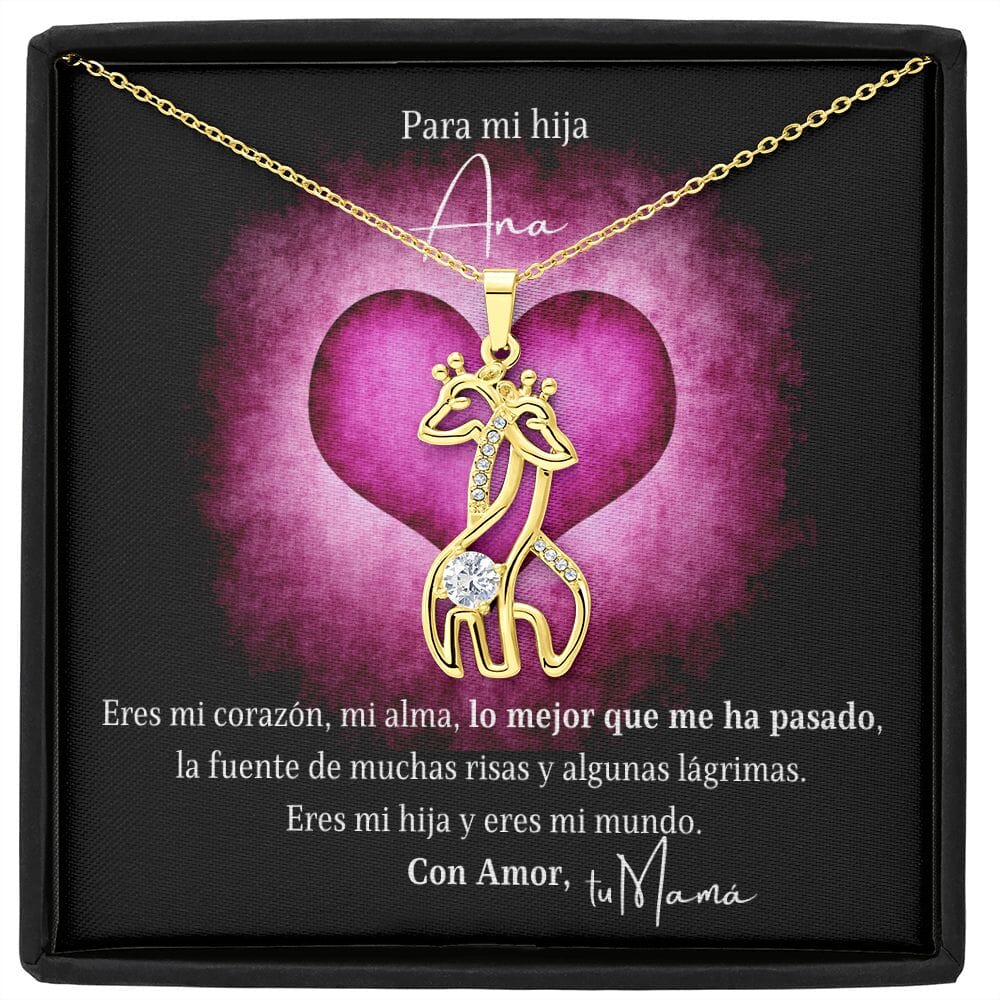 Collar para tu Hija, un regalo especial para que ella sienta cuanto la amas - collar jirafas en oro blanco y oro amarillo. Personaliza la tarjeta. Jewelry 18K Yellow Gold Finish 