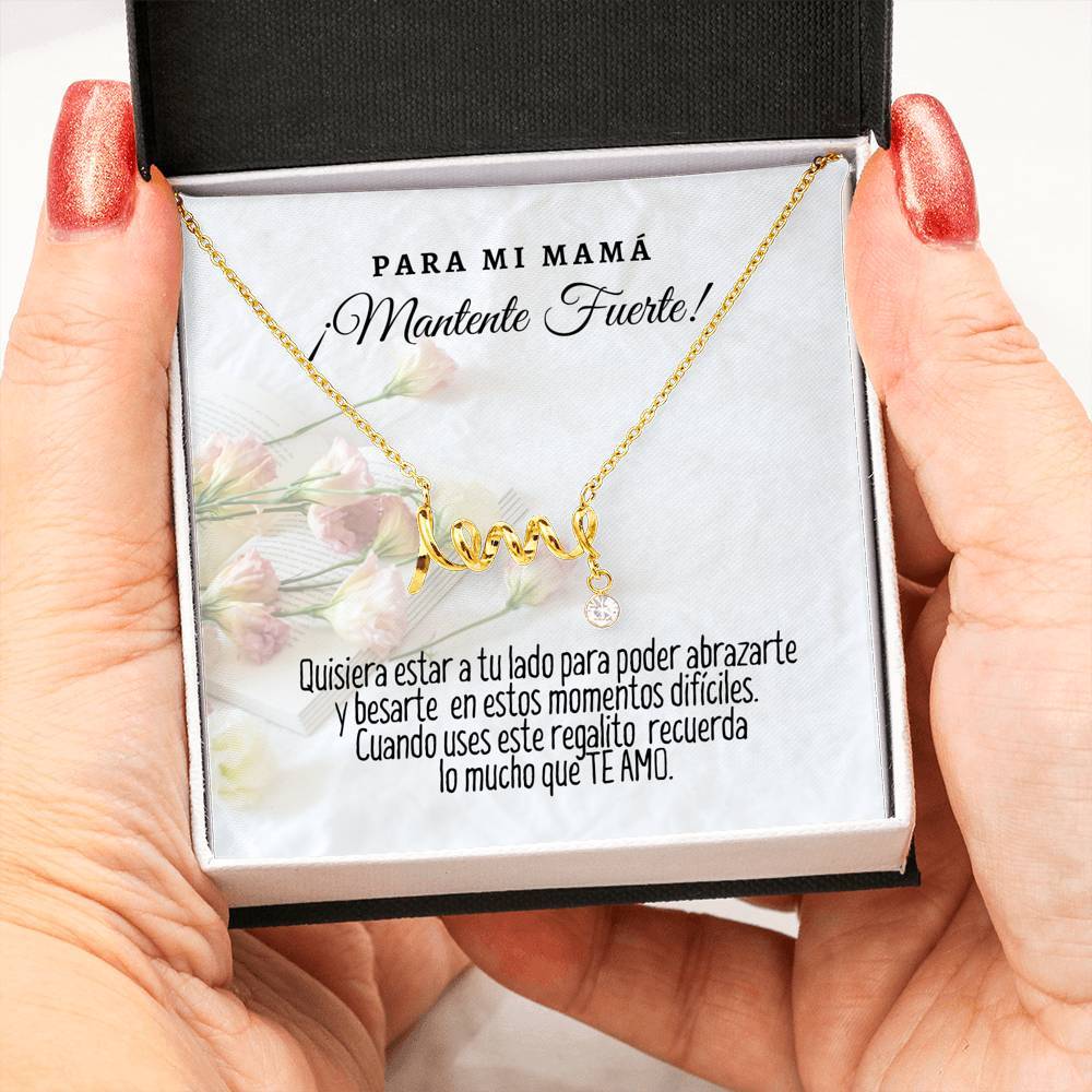 Collar Personalizado con tarjeta y mensaje para mi Mamá: Mantente Fuerte! Collar Love por siempre Jewelry 