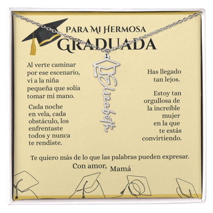 Collar Personalizado de Graduación con Nombre – Regalo Emotivo para Graduada | Joyería con Birrete | Recuerdo de Logro y Nuevos Comienzos Jewelry Acero inoxidable pulido Caja de regalo Incluida 