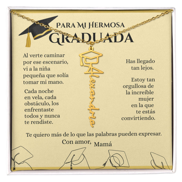 Collar Personalizado de Graduación con Nombre – Regalo Emotivo para Graduada | Joyería con Birrete | Recuerdo de Logro y Nuevos Comienzos Jewelry Acabado en Oro Amarillo de 18 quilates Caja de regalo Incluida 