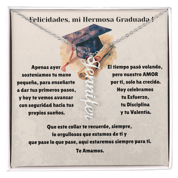 Collar Vertical Personalizado con Nombre – Regalo Emotivo de Graduación para Ella Jewelry Acero inoxidable pulido Caja Incluida 