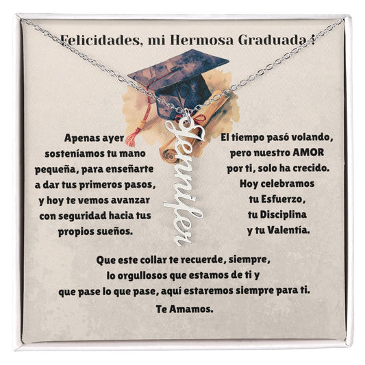 Collar Vertical Personalizado con Nombre – Regalo Emotivo de Graduación para Ella Jewelry Acero inoxidable pulido Caja Incluida 