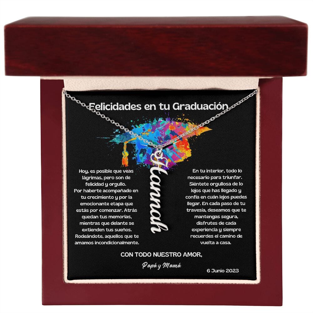 Collar Vertical Personalizado: El Regalo Perfecto para Hija Graduada 🎓 Jewelry/NameNecklace ShineOn Fulfillment 