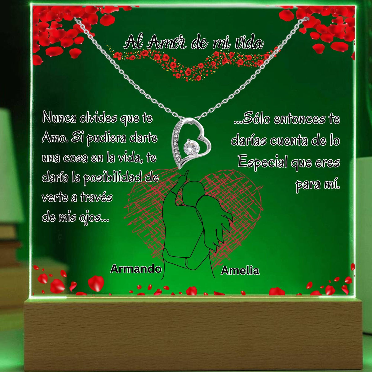 Conjunto de Lámpara de Acrílico con Luz LED y Collar Amor Eterno: Para el Amor de Mi Vida Jewelry ShineOn Fulfillment 