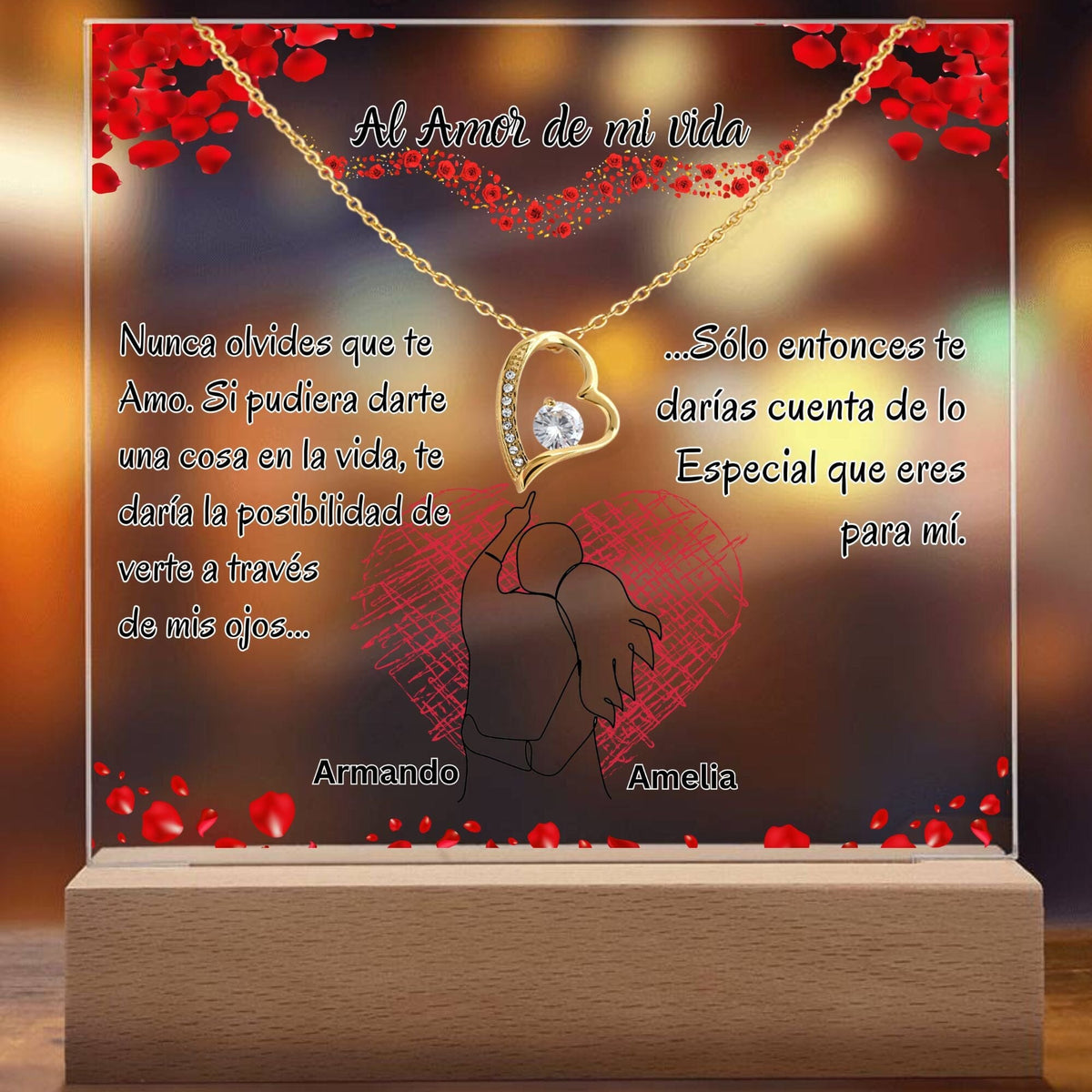 Conjunto de Lámpara de Acrílico con Luz LED y Collar Amor Eterno: Para el Amor de Mi Vida Jewelry ShineOn Fulfillment 