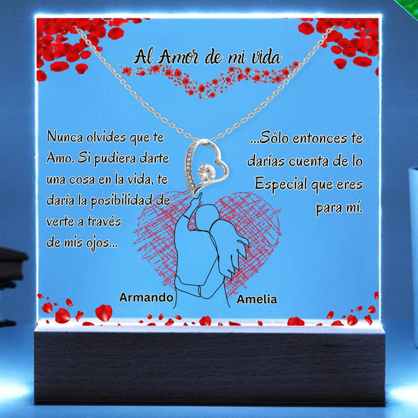 Conjunto de Lámpara de Acrílico con Luz LED y Collar Amor Eterno: Para el Amor de Mi Vida Jewelry ShineOn Fulfillment 