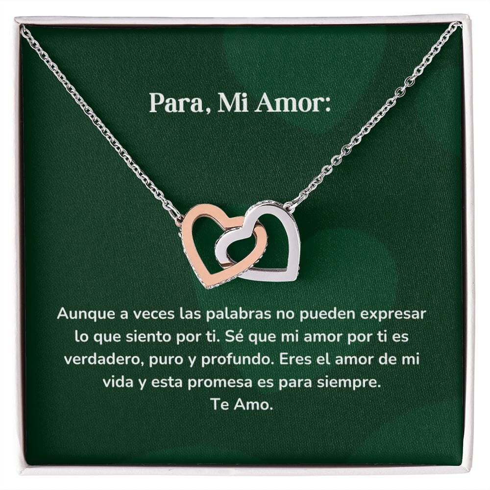 Corazones Entrelazados - Aunque a veces las palabras no pueden expresar lo que siento por ti. Jewelry/InterlockingHearts Acero Inoxidable Pulido &amp; Acabado en Oro Rosa Caja Estándard (GRATIS) 