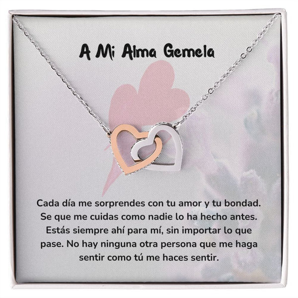 Corazones Entrelazados - Cada día me sorprendes con tu amor Jewelry/InterlockingHearts Acero Inoxidable Pulido &amp; Acabado en Oro Rosa Caja Estándard (GRATIS) 