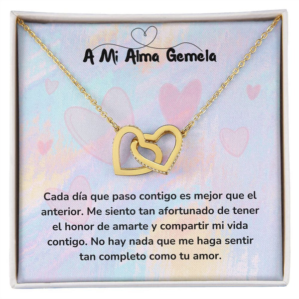 Corazones Entrelazados - Cada día que paso contigo es mejor que el anterior Jewelry/InterlockingHearts Acabado en Oro Amarillo de 18 quilates Caja Estándard (GRATIS) 