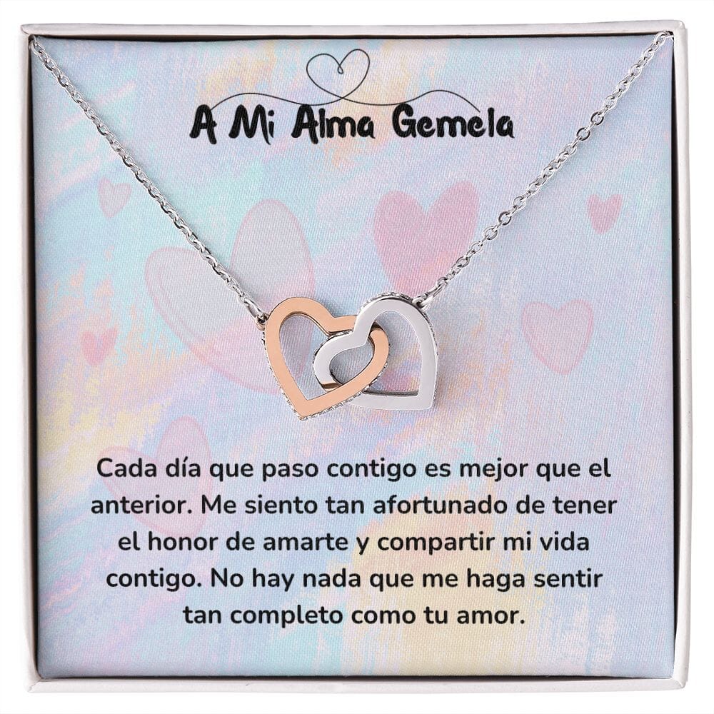 Corazones Entrelazados - Cada día que paso contigo es mejor que el anterior Jewelry/InterlockingHearts Acero Inoxidable Pulido &amp; Acabado en Oro Rosa Caja Estándard (GRATIS) 