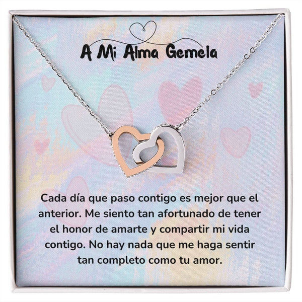Corazones Entrelazados - Cada día que paso contigo es mejor que el anterior Jewelry/InterlockingHearts Acero Inoxidable Pulido &amp; Acabado en Oro Rosa Caja Estándard (GRATIS) 