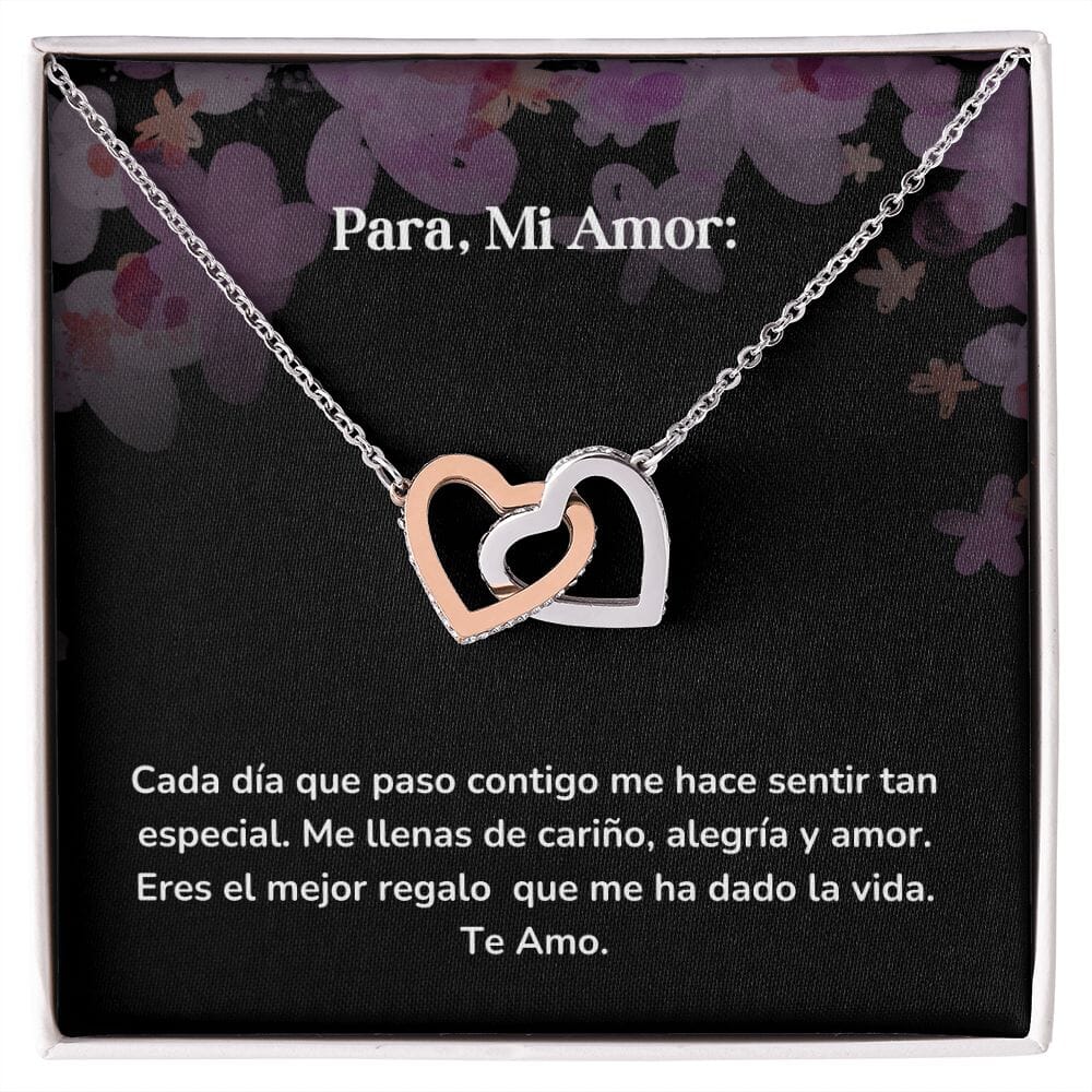Corazones Entrelazados - Cada día que paso contigo me hace sentir tan especial. Jewelry/InterlockingHearts Acero Inoxidable Pulido &amp; Acabado en Oro Rosa Caja Estándard (GRATIS) 
