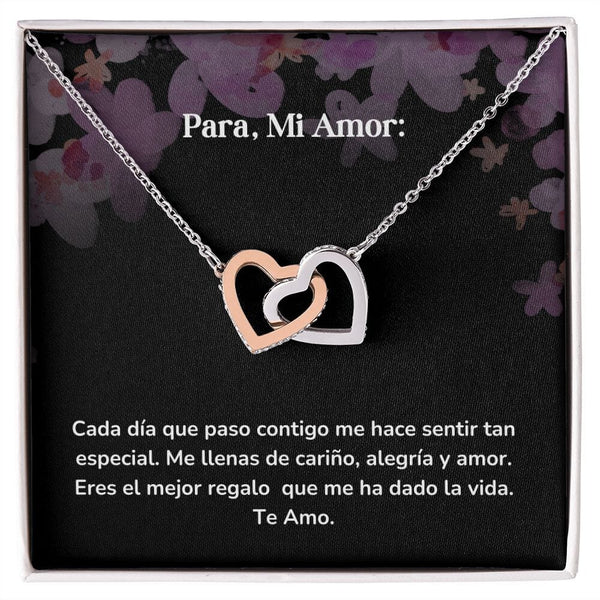 Corazones Entrelazados - Cada día que paso contigo me hace sentir tan especial. Jewelry/InterlockingHearts Acero Inoxidable Pulido &amp; Acabado en Oro Rosa Caja Estándard (GRATIS) 