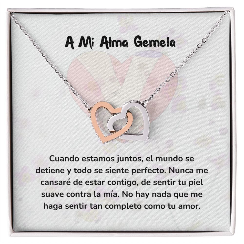 Corazones Entrelazados - Cuando estamos juntos, el mundo se detiene Jewelry/InterlockingHearts Acero Inoxidable Pulido &amp; Acabado en Oro Rosa Caja Estándard (GRATIS) 