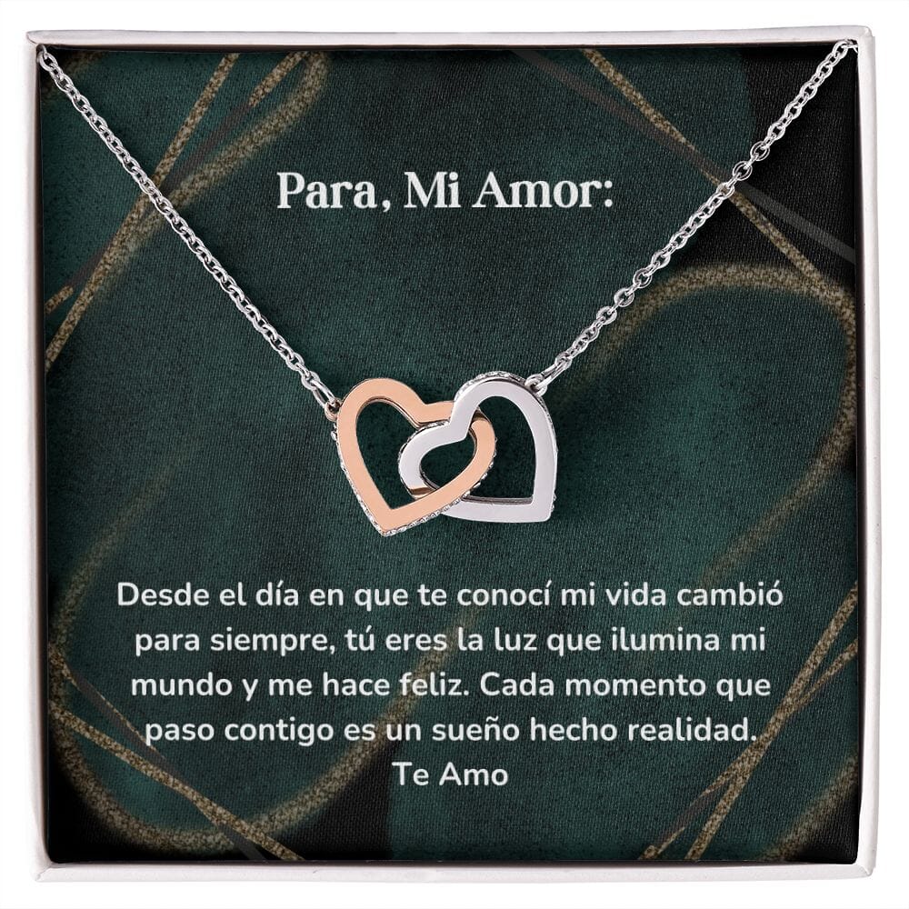 Corazones Entrelazados - Desde el día en que te conocí mi vida cambió para siempre Jewelry/InterlockingHearts Acero Inoxidable Pulido &amp; Acabado en Oro Rosa Caja Estándard (GRATIS) 