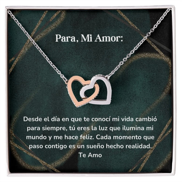 Corazones Entrelazados - Desde el día en que te conocí mi vida cambió para siempre Jewelry/InterlockingHearts Acero Inoxidable Pulido &amp; Acabado en Oro Rosa Caja Estándard (GRATIS) 