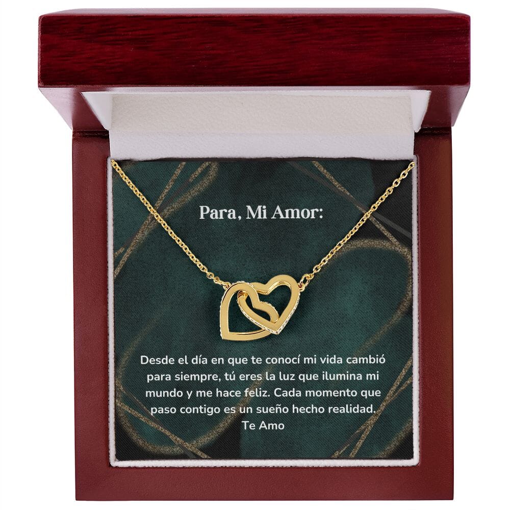 Corazones Entrelazados - Desde el día en que te conocí mi vida cambió para siempre Jewelry/InterlockingHearts Acabado en Oro Amarillo de 18 quilates Caja de Lujo Madera con Luz Led 