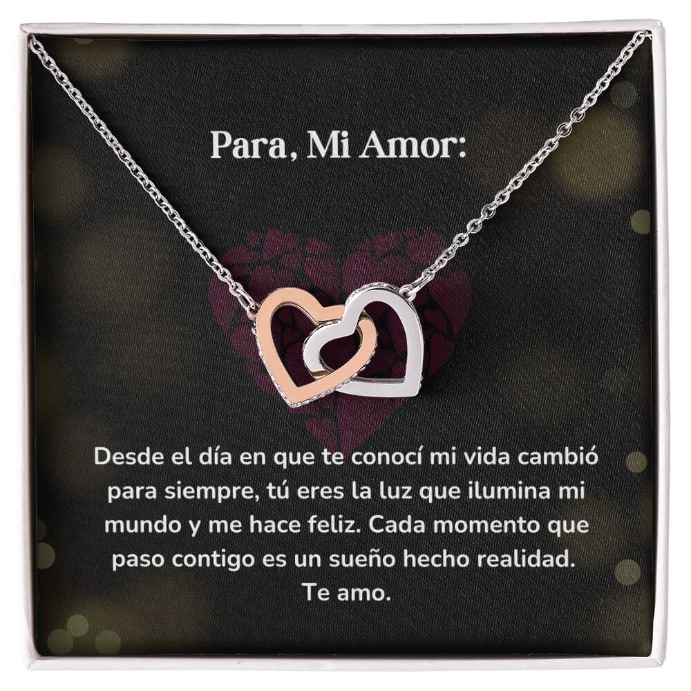 Corazones Entrelazados - Desde el día en que te conocí mi vida cambió para siempre Jewelry/InterlockingHearts Acero Inoxidable Pulido &amp; Acabado en Oro Rosa Caja Estándard (GRATIS) 