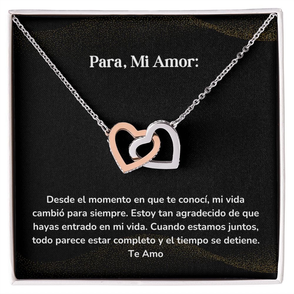 Corazones Entrelazados - Desde el momento en que te conocí, mi vida cambió para siempre. Jewelry/InterlockingHearts Acero Inoxidable Pulido &amp; Acabado en Oro Rosa Caja Estándard (GRATIS) 