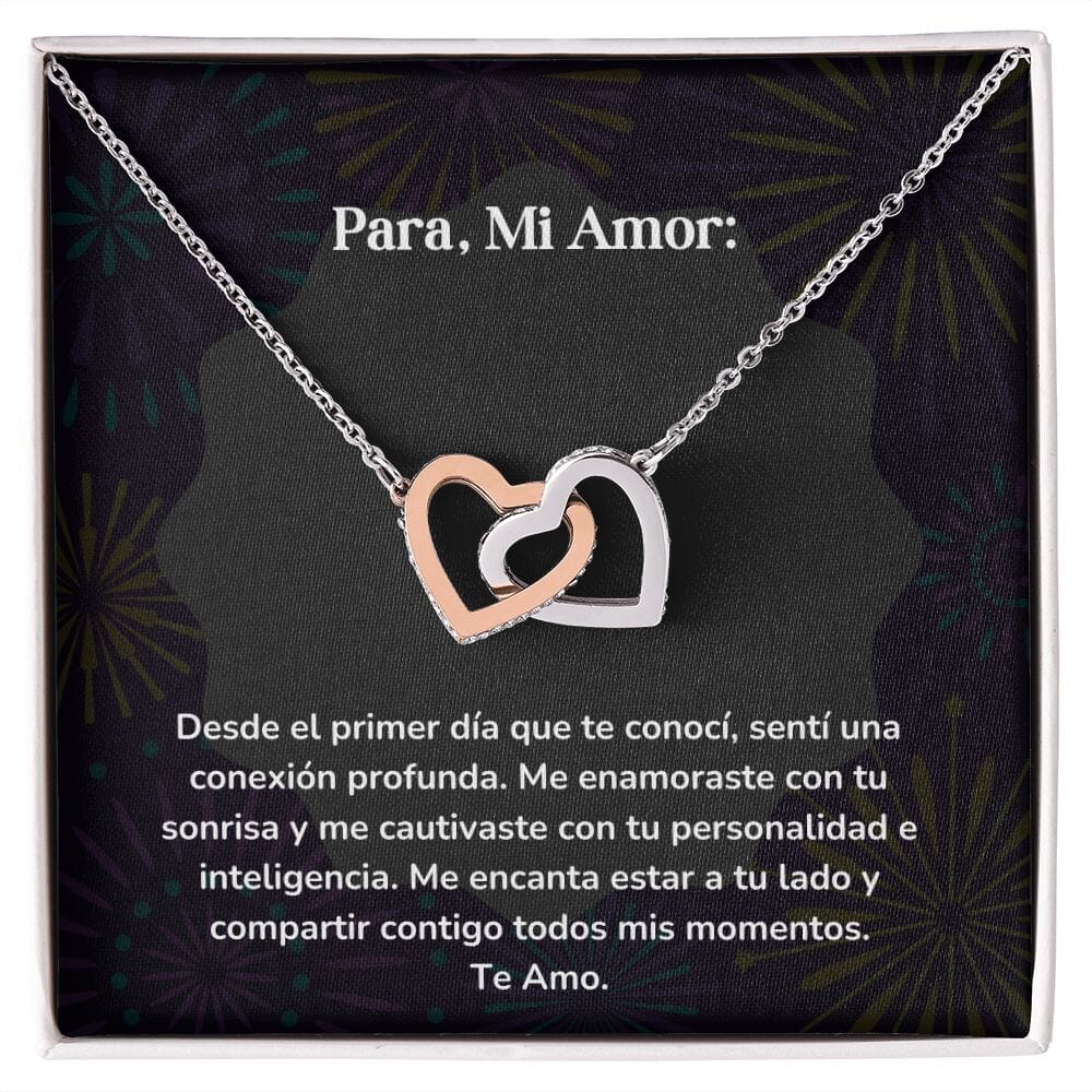Corazones Entrelazados - Desde el primer día que te conocí, me enamoraste Jewelry/InterlockingHearts Acero Inoxidable Pulido &amp; Acabado en Oro Rosa Caja Estándard (GRATIS) 