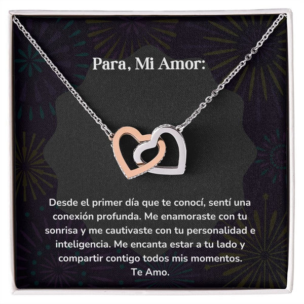 Corazones Entrelazados - Desde el primer día que te conocí, me enamoraste Jewelry/InterlockingHearts Acero Inoxidable Pulido &amp; Acabado en Oro Rosa Caja Estándard (GRATIS) 