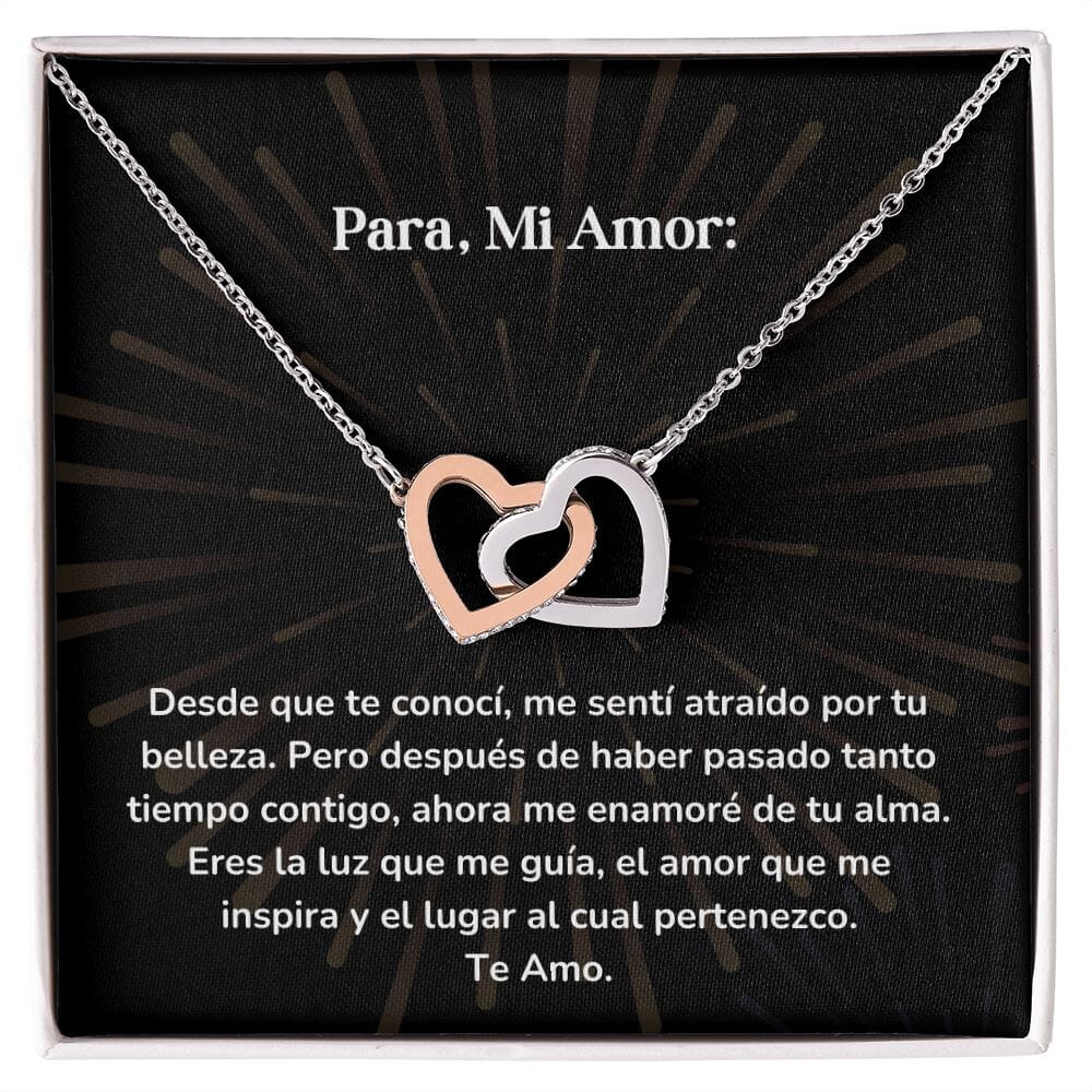 Corazones Entrelazados - Desde que te conocí, me sentí atraído por tu belleza. Jewelry/InterlockingHearts Acero Inoxidable Pulido &amp; Acabado en Oro Rosa Caja Estándard (GRATIS) 
