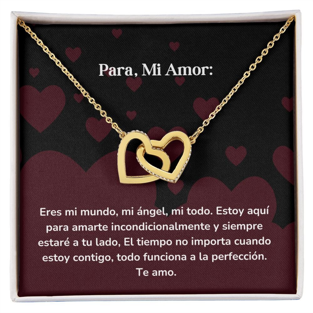 Corazones Entrelazados - Eres mi mundo, mi ángel, mi todo. Estoy aquí para amarte Jewelry/InterlockingHearts Acabado en Oro Amarillo de 18 quilates Caja Estándard (GRATIS) 