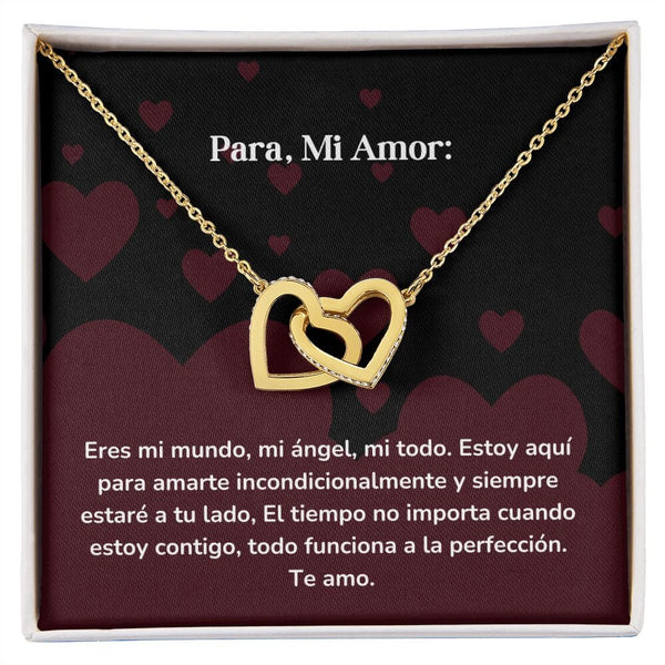 Corazones Entrelazados - Eres mi mundo, mi ángel, mi todo. Estoy aquí para amarte Jewelry/InterlockingHearts Acabado en Oro Amarillo de 18 quilates Caja Estándard (GRATIS) 