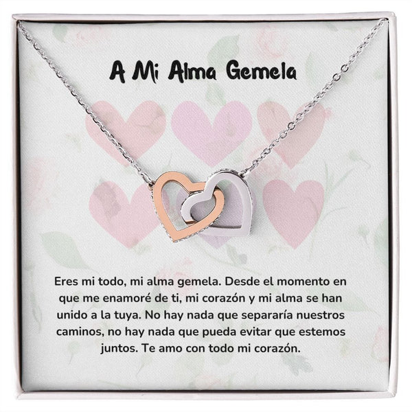 Corazones Entrelazados - Eres mi todo, mi alma gemela. Jewelry/InterlockingHearts Acero Inoxidable Pulido &amp; Acabado en Oro Rosa Caja Estándard (GRATIS) 