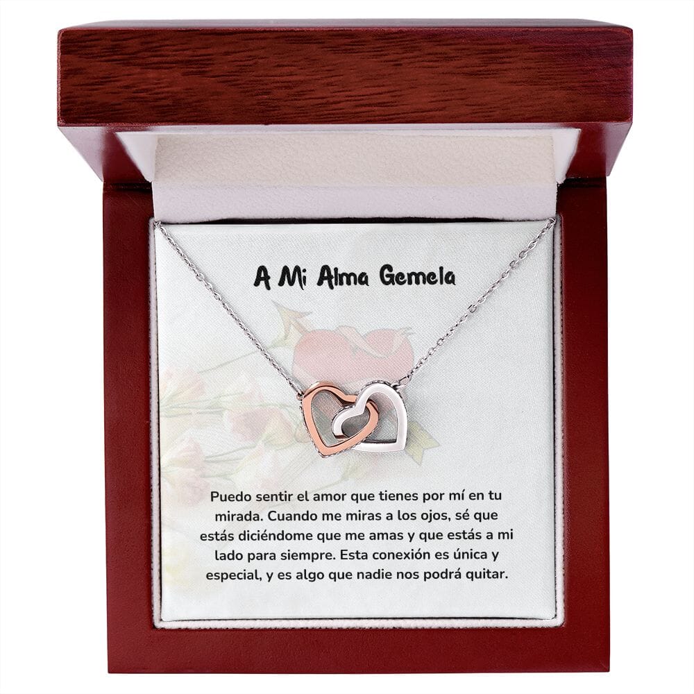 Corazones Entrelazados - Esta conexión es única y especial, y es algo que nadie nos podrá quitar Jewelry/InterlockingHearts Acero Inoxidable Pulido &amp; Acabado en Oro Rosa Caja de Lujo Madera con Luz Led 