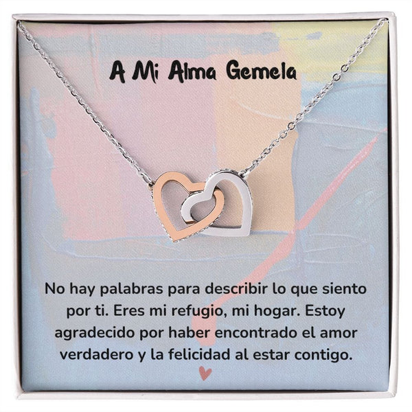 Corazones Entrelazados - Estoy agradecido por haber encontrado el amor verdadero Jewelry/InterlockingHearts Acero Inoxidable Pulido &amp; Acabado en Oro Rosa Caja Estándard (GRATIS) 