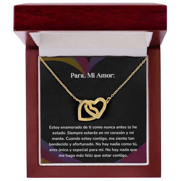 Corazones Entrelazados - Estoy enamorado de ti como nunca antes lo he estado. Jewelry/InterlockingHearts Acabado en Oro Amarillo de 18 quilates Caja de Lujo Madera con Luz Led 